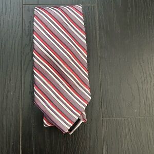 Calvin Klein Red and Gray Striped Tie